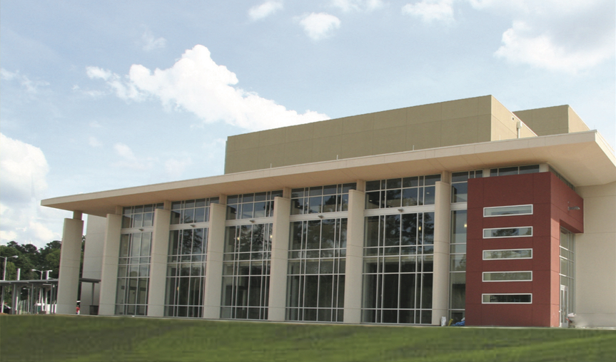 A front view of the exterior of the Chipola College Center for the Performing Arts