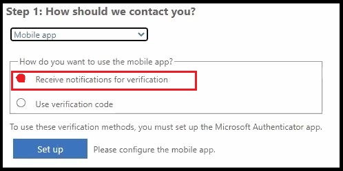 MFA How should we contact you - Mobile app option