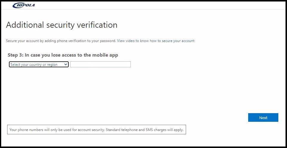 MFA - Additional security screen