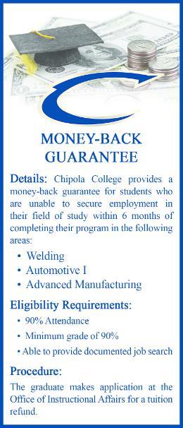 Image with qualification details for the money back guarantee program for tuition refund