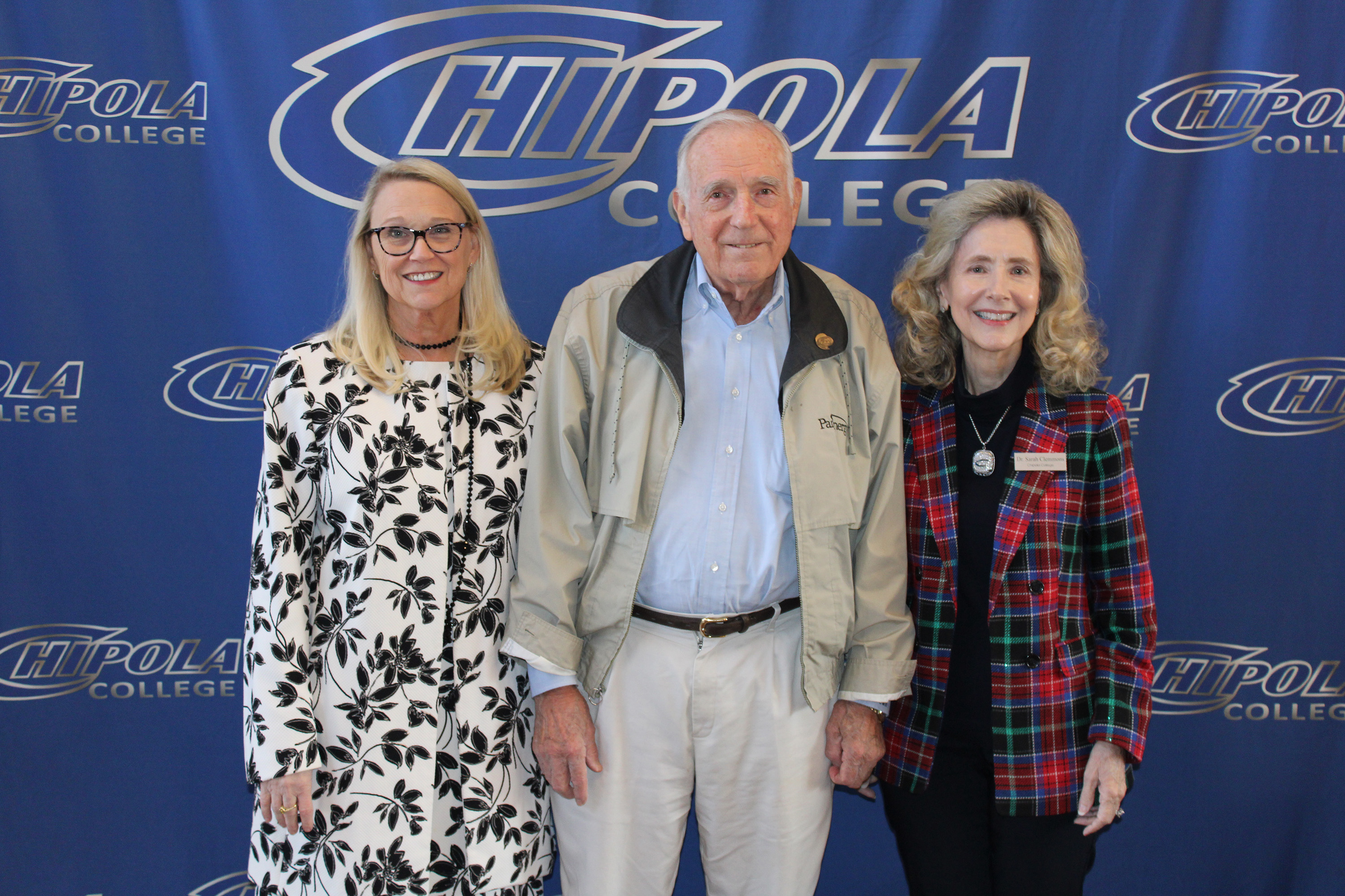 Dr. Arlene Davis, Dean of Business & Technology, Gen. James Hart and Dr. Sarah Clemmons, Chipola College President