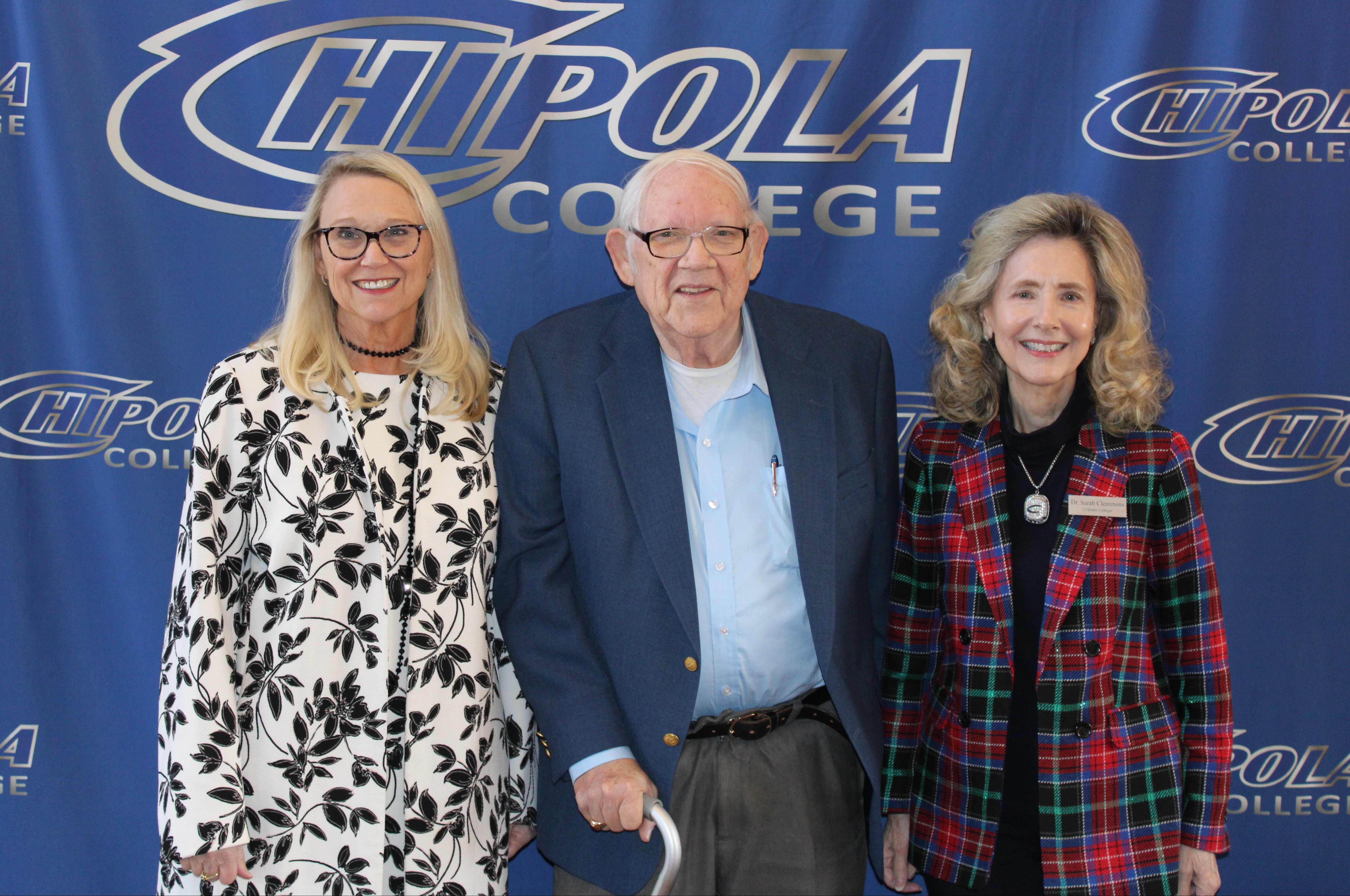 Dr. Arlene Davis, Dean of Business & Technology, Mr. Jesse Smallwood and Dr. Sarah Clemmons, Chipola College President