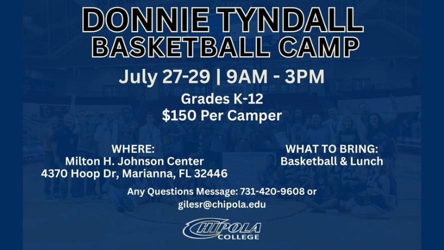Donnie Tyndall Basketball Camp July 27-29 | 9 AM - 3 PM Grades K-12; $150 Per Camper