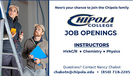 Now's your chance to join the Chipola family. Chipola College Job Openings; Instructors in HVAC/R, Chemistry, Physics; Visit Chipola.edu to apply.