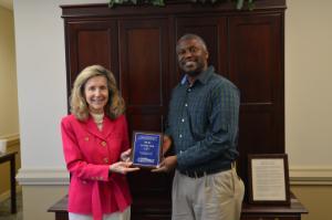 Pictured from left, are: Chipola president, Dr. Sarah Clemmons and Cornelius Clark.