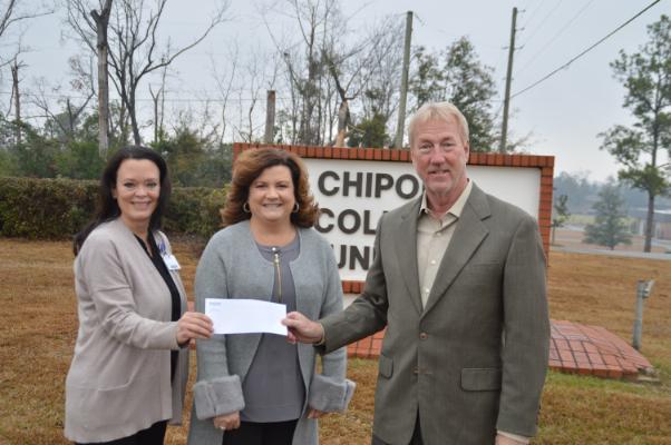The GEO Group Foundation recently made a significant contribution to the Chipola College Foundation. Pictured from left, are: Elizabeth Tate, Human Resources Manager, GEO Graceville; Julie Fuqua, Chipola Foundation Director; and Jeff Thomas, GEO Graceville Facility Administrator.