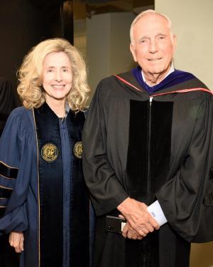 Pictured from left are: Chipola College President Dr. Sarah Clemmons and General James Hart, Jr.