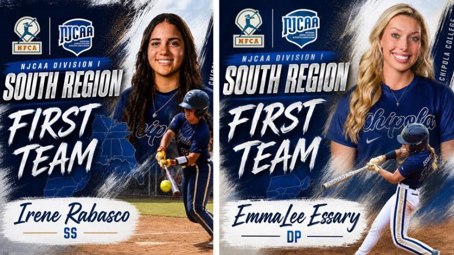 NJCAA South Region First Team Irene Rabasco and EmmaLee Essary