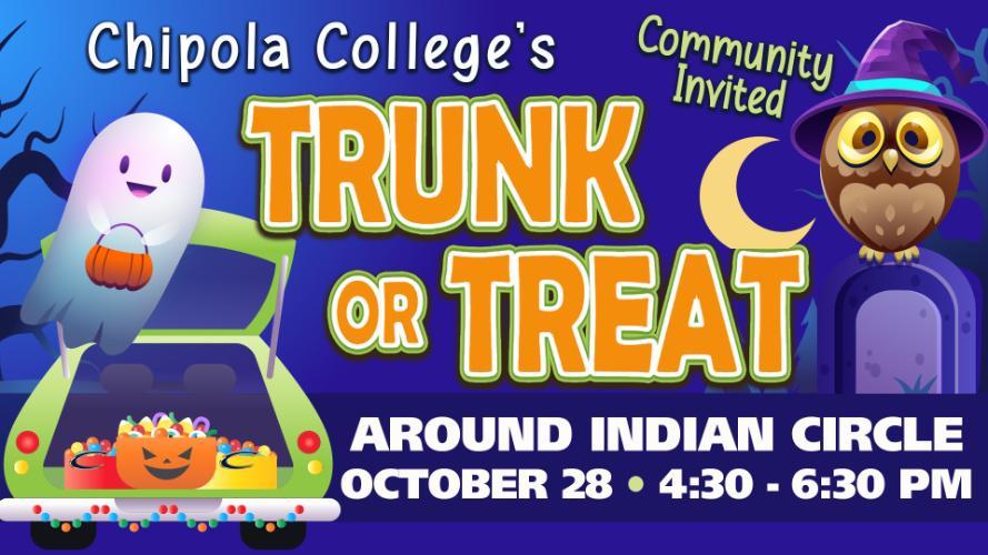 Chipola College Community Invited Trunk or Treat Around Indian Circle Oct. 28 - 