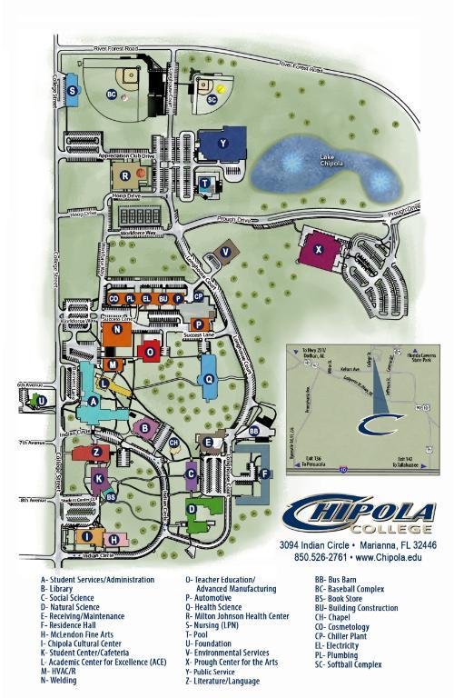 image of campus map that shows building locations  by color