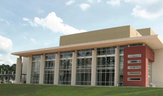 A front view of the exterior of the Chipola College Center for the Performing Arts