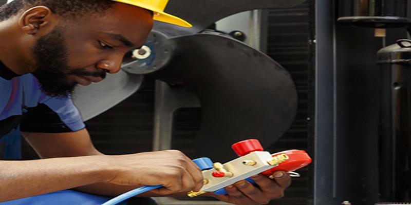 Image of student testing the freon 