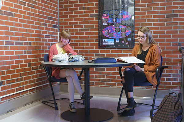 Students studying at table