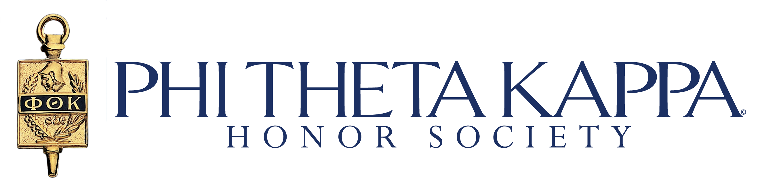 A golden PTK key with the text 'Phi Theta Kappa Honor Society'